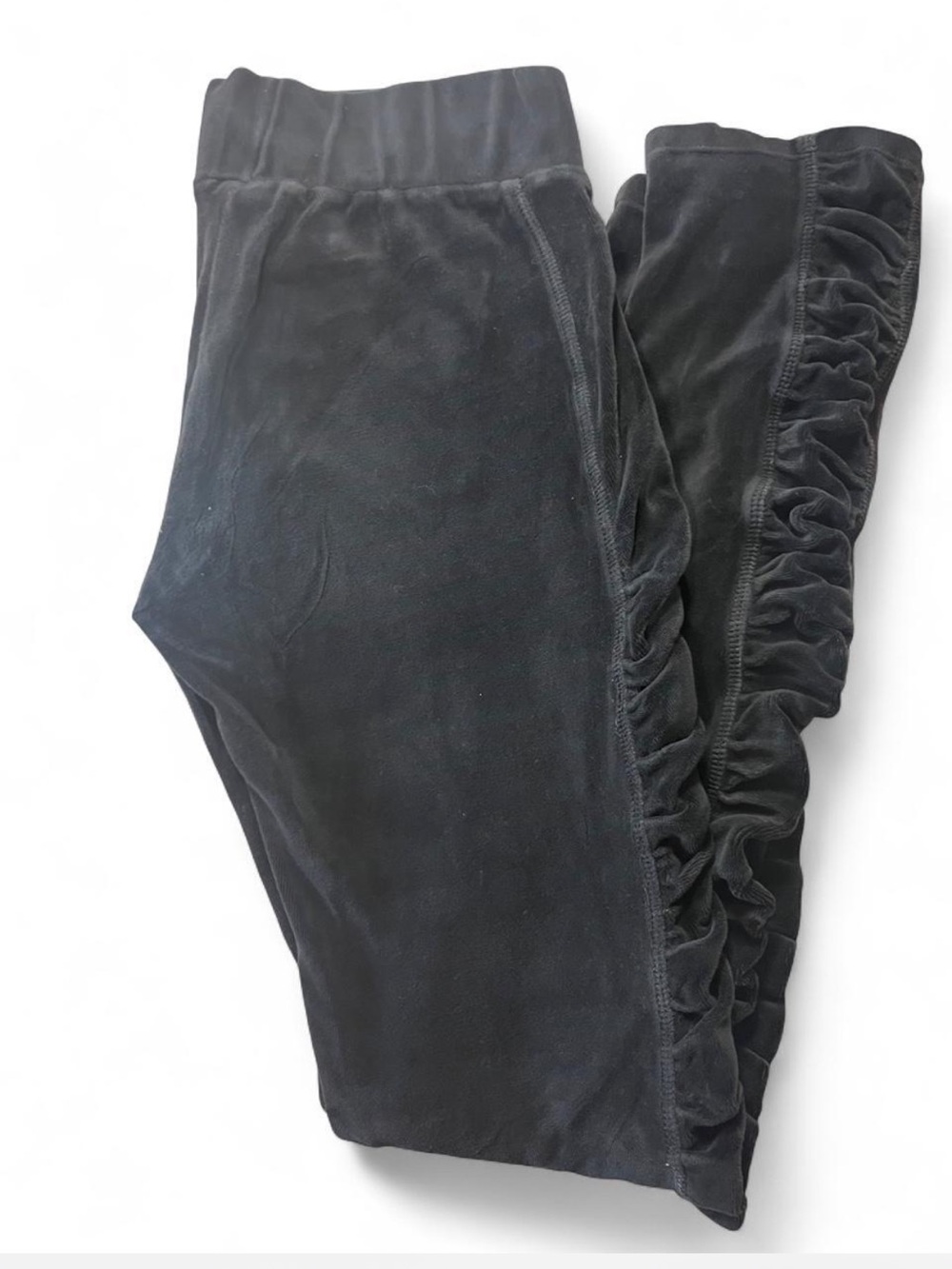 FARM Rio Rare Authentic Brazilian Black Velour Ruched Side Ruffle Pants S - Picture 2 of 6